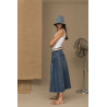 Chic blau denim Pleated Skirt