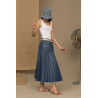 Chic blau denim Pleated Skirt