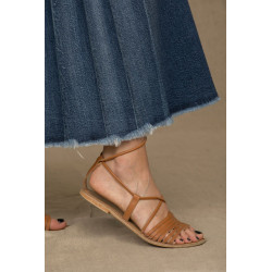 Chic blau denim Pleated Skirt