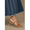 Chic blau denim Pleated Skirt