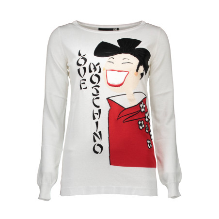 LOVE MOSCHINO WHITE WOMAN SWEATER