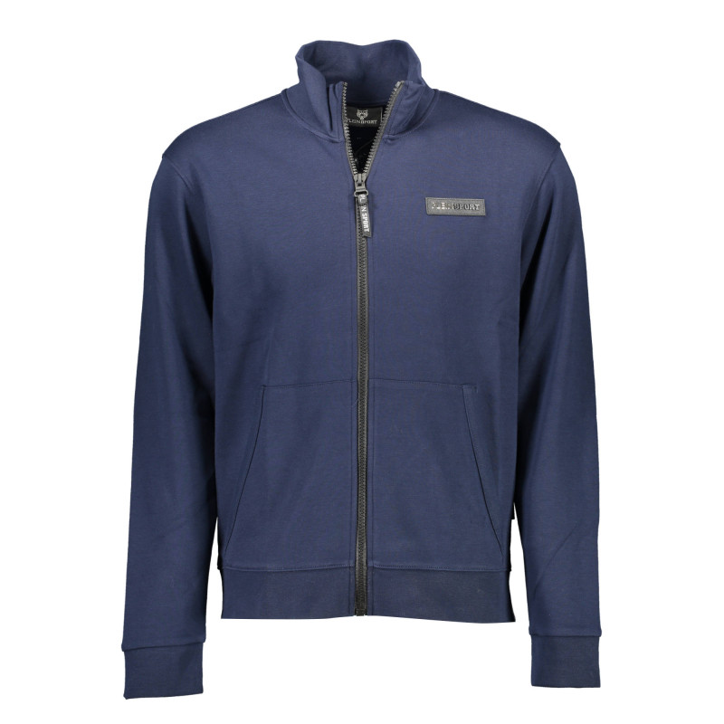 PLEIN SPORT MEN&39S BLUE SWEATSHIRT WITH ZIP