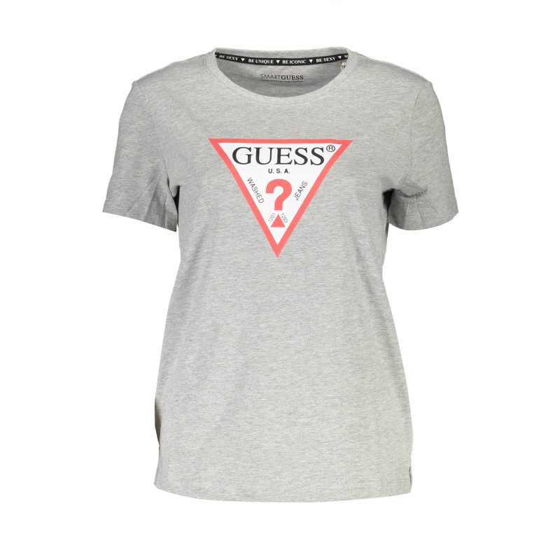 GUESS JEANS T-SHIRT MANICHE CORTE DONNA GRIGIO