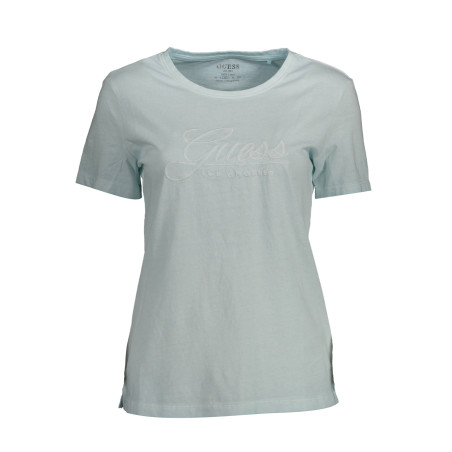 GUESS JEANS T-SHIRT MANICHE CORTE DONNA AZZURRO