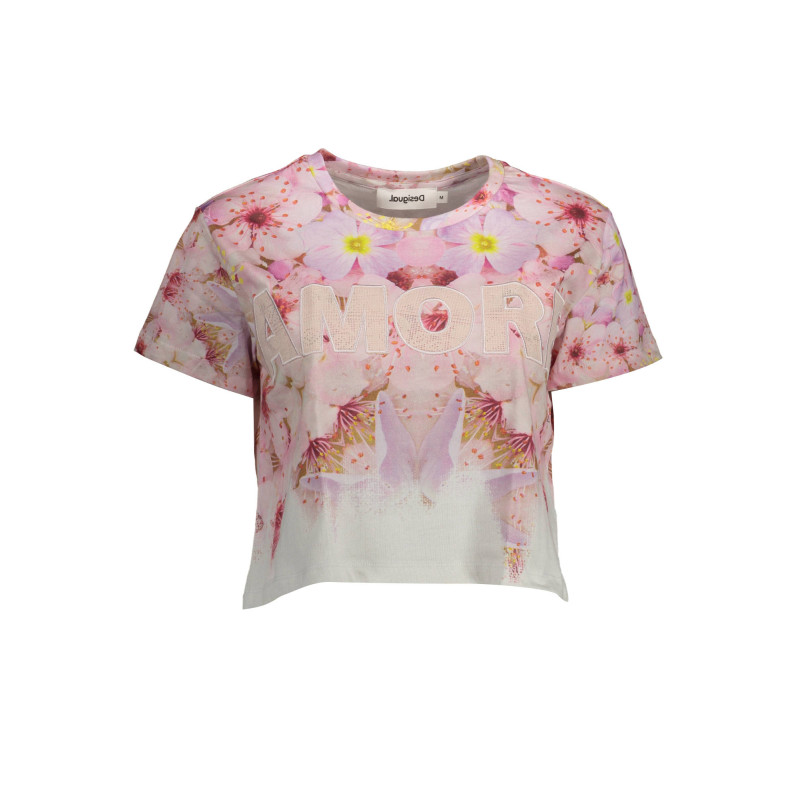 DESIGUAL T-SHIRT MANICHE CORTE DONNA ROSA