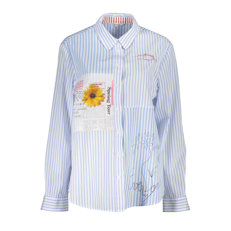 DESIGUAL CAMICIA MANICHE LUNGHE DONNA AZZURRO