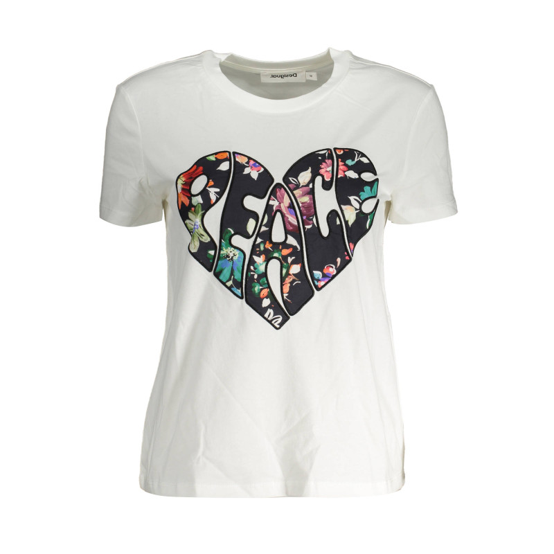 DESIGUAL T-SHIRT MANICHE CORTE DONNA BIANCO