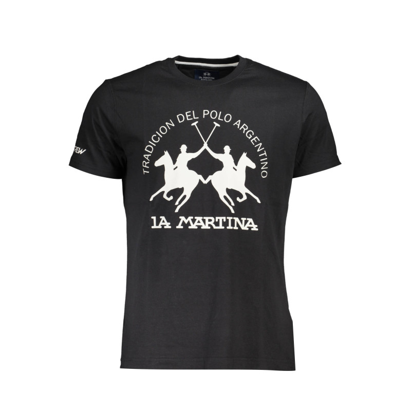 LA MARTINA BLACK MAN SHORT SLEEVE T-SHIRT