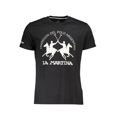 LA MARTINA BLACK MAN SHORT SLEEVE T-SHIRT