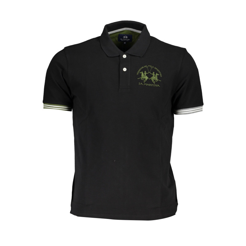 LA MARTINA MEN&39S BLACK SHORT SLEEVED POLO SHIRT