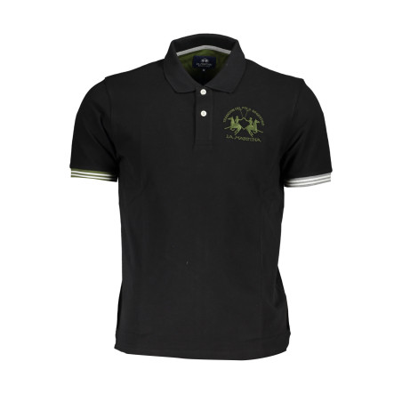 LA MARTINA MEN&39S BLACK SHORT SLEEVED POLO SHIRT