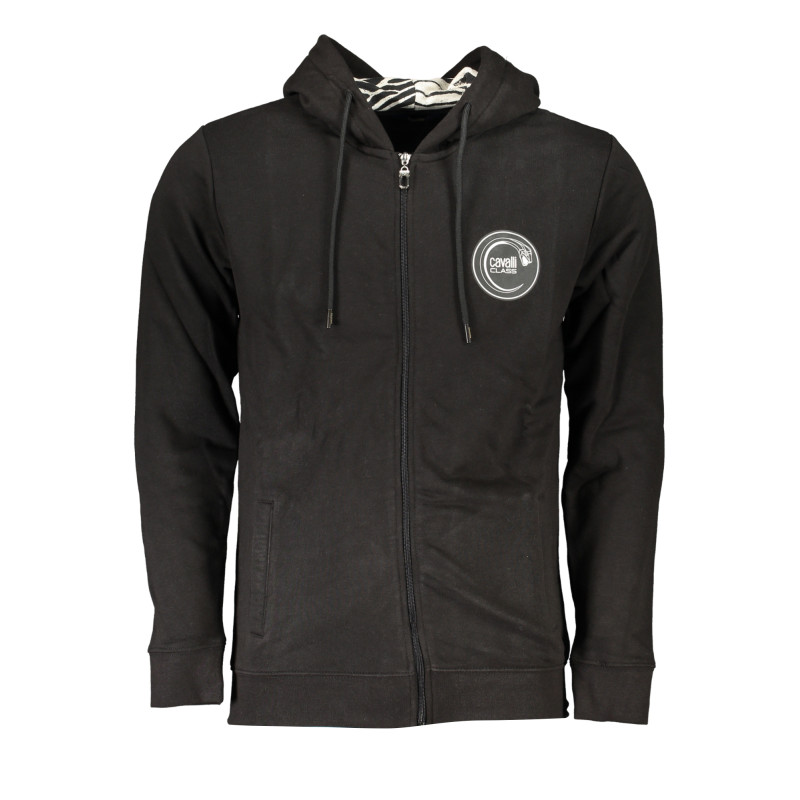 CAVALLI CLASS MEN&39S BLACK ZIP-OUT SWEATSHIRT