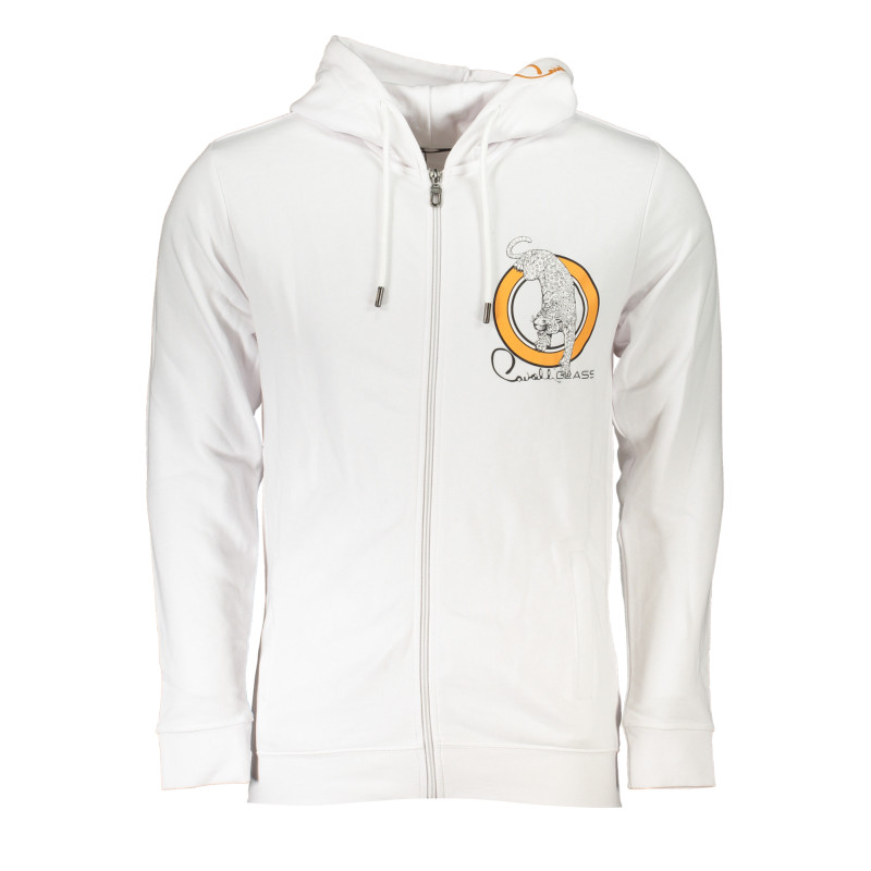 CAVALLI CLASS MEN&39S WHITE ZIP SWEATSHIRT