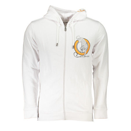 CAVALLI CLASS MEN&39S WHITE ZIP SWEATSHIRT