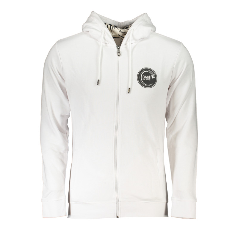 CAVALLI CLASS MEN&39S WHITE ZIP SWEATSHIRT