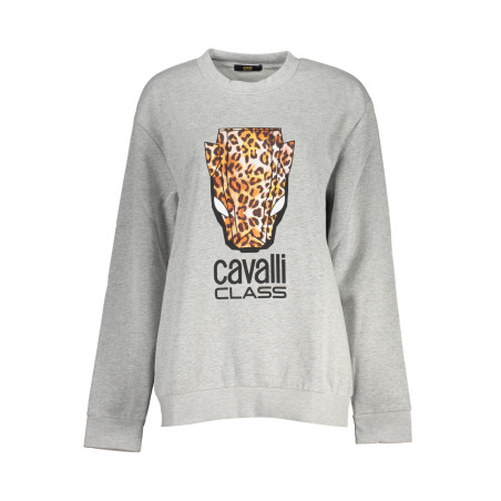 CAVALLI CLASS WOMEN&39S GRAY ZIPLESS SWEATSHIRT