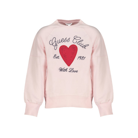 GUESS JEANS FELPA SENZA ZIP BAMBINA ROSA