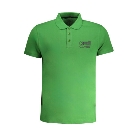 CAVALLI CLASS MEN&39S GREEN SHORT SLEEVED POLO SHIRT