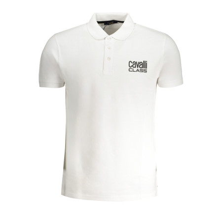 CAVALLI CLASS MEN&39S WHITE SHORT SLEEVED POLO SHIRT