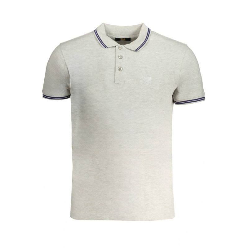 CAVALLI CLASS MEN&39S GRAY SHORT SLEEVED POLO SHIRT