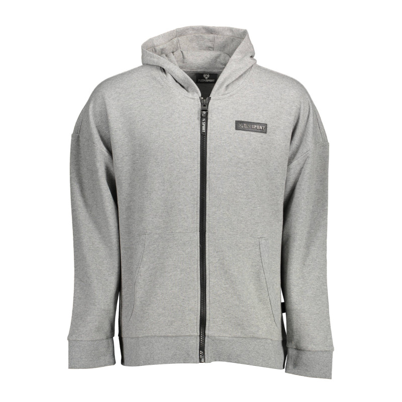 PLEIN SPORT SWEATSHIRT WITH ZIP MAN GRAY