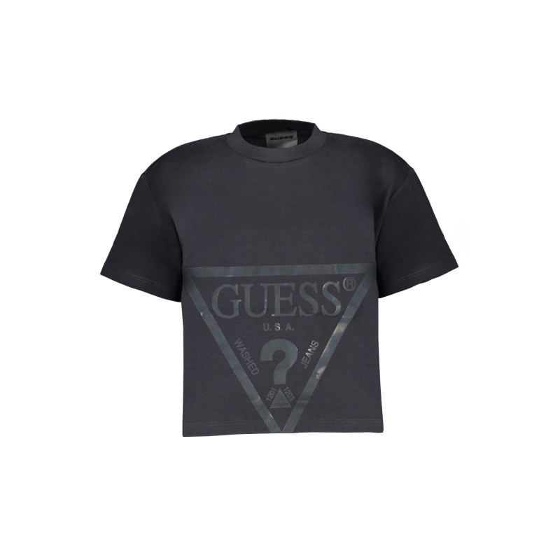 GUESS JEANS T-SHIRT MANICHE CORTE BAMBINA NERO