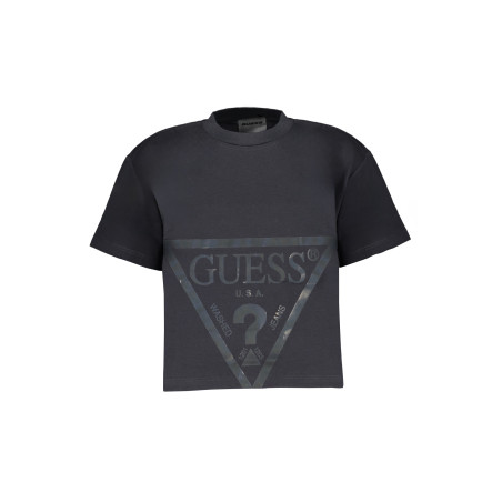 GUESS JEANS T-SHIRT MANICHE CORTE BAMBINA NERO