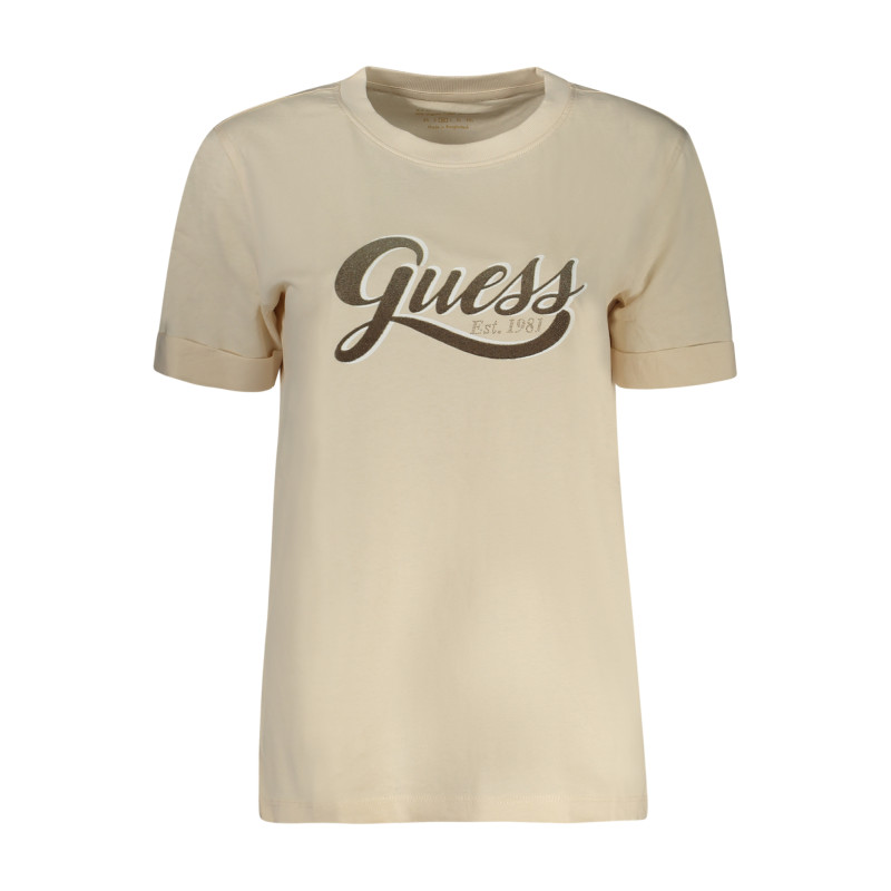 GUESS JEANS T-SHIRT MANICHE CORTE DONNA BEIGE