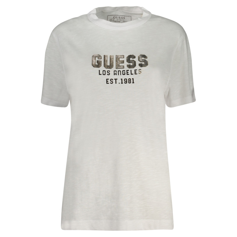 GUESS JEANS T-SHIRT MANICHE CORTE DONNA BIANCO