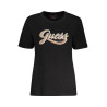 GUESS JEANS T-SHIRT MANICHE CORTE DONNA NERO