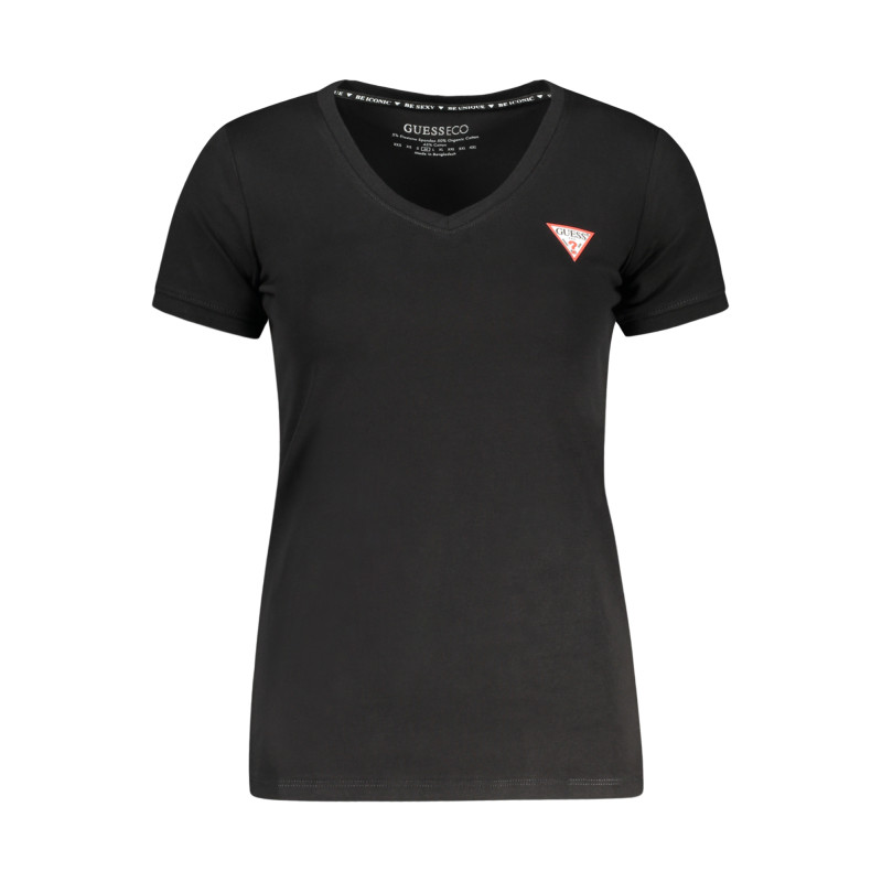 GUESS JEANS T-SHIRT MANICHE CORTE DONNA NERO