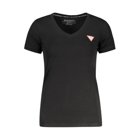 GUESS JEANS T-SHIRT MANICHE CORTE DONNA NERO