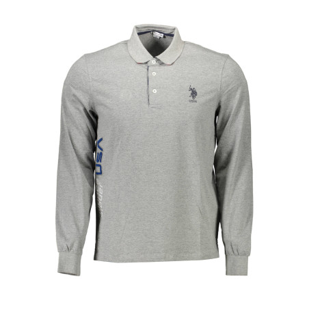 US POLO SHIRT LANGARM HERREN GRAU