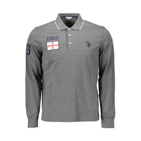 US POLO SHIRT LANGARM HERREN GRAU