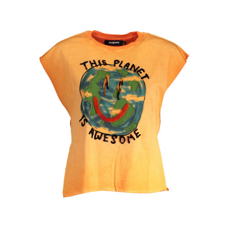 KURZARM-T-SHIRT FÜR FRAUEN DESIGUAL ORANGE