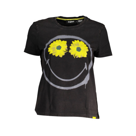 KURZARM-T-SHIRT FÜR FRAUEN DESIGUAL SCHWARZ