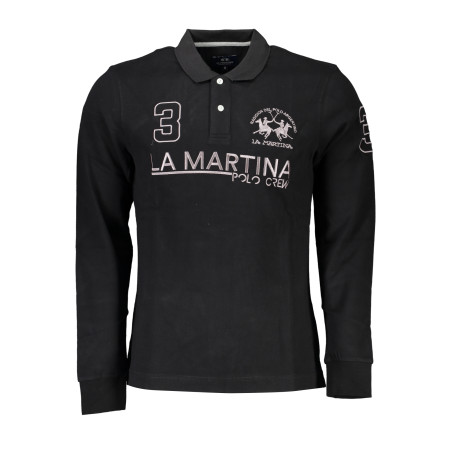 LA MARTINA SCHWARZES LANGARM-POLOSHIRT FÜR HERREN