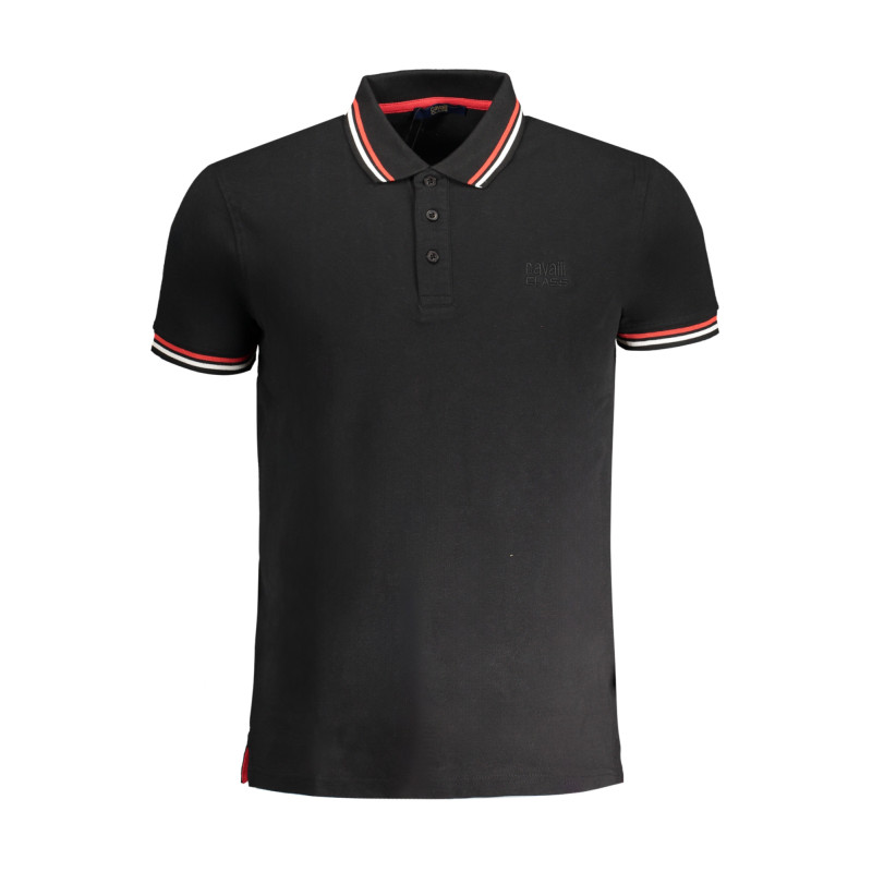 CAVALLI CLASS HERREN-KURZÄRMELIGES POLOSHIRT SCHWARZ
