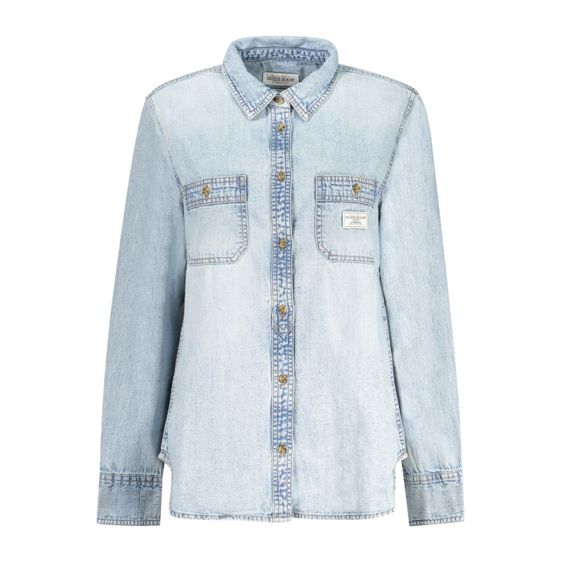 GUESS JEANS CAMICIA MANICHE LUNGHE DONNA AZZURRO