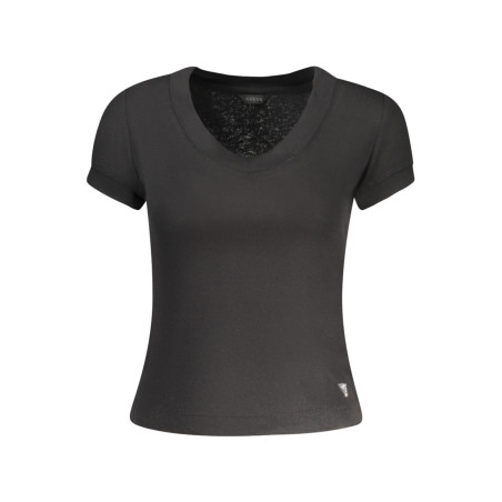 GUESS JEANS T-SHIRT MANICHE CORTE DONNA NERO
