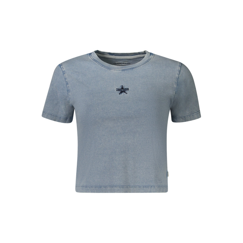 GUESS JEANS T-SHIRT MANICHE CORTE DONNA AZZURRO