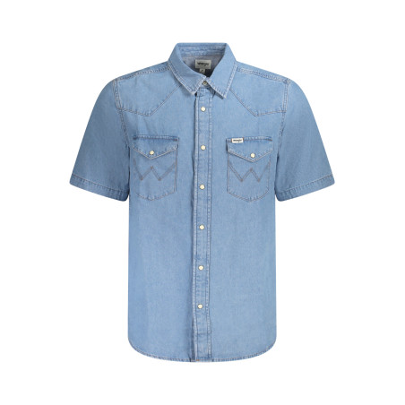 WRANGLER CAMICIA MANICHE CORTE UOMO AZZURRO