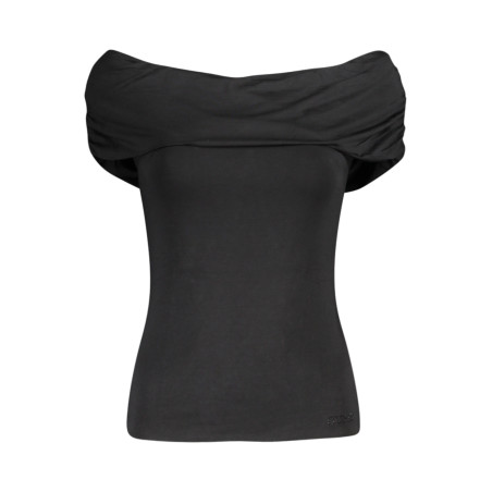 GUESS JEANS T-SHIRT MANICHE CORTE DONNA NERO