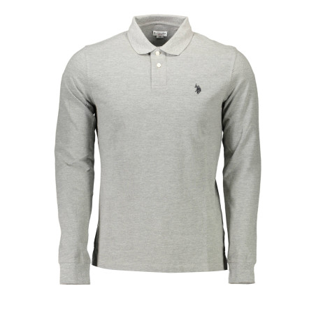 US POLO SHIRT LANGARM HERREN GRAU