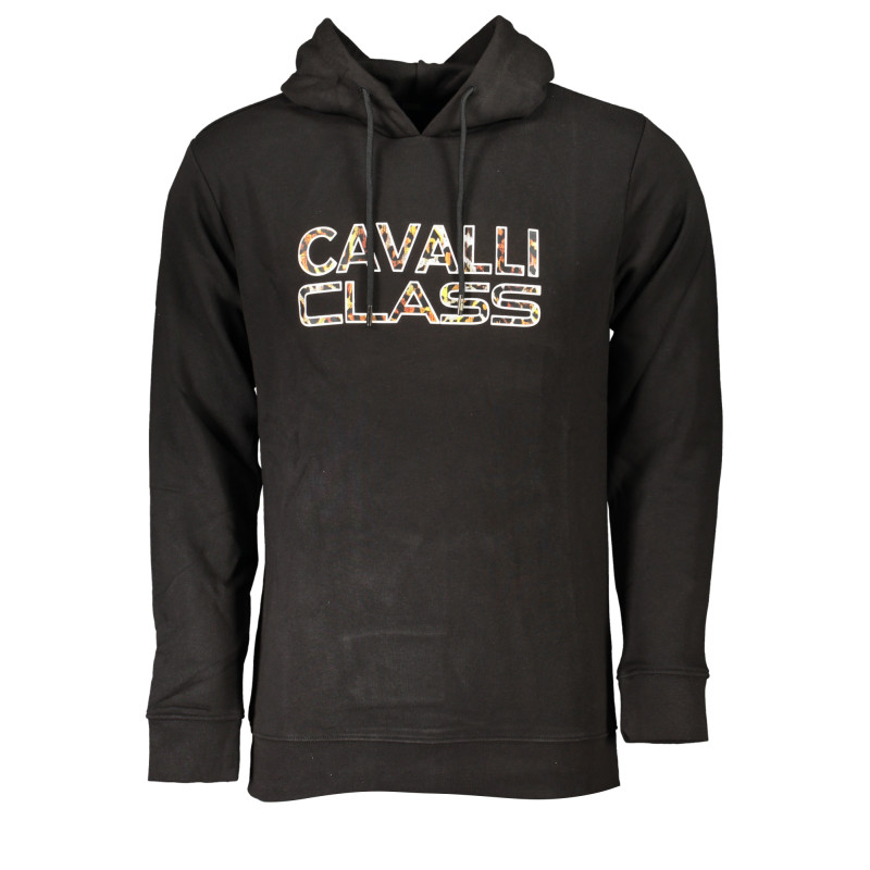 CAVALLI CLASS SCHWARZES HERREN-SWEATSHIRT MIT ZIP-OUT