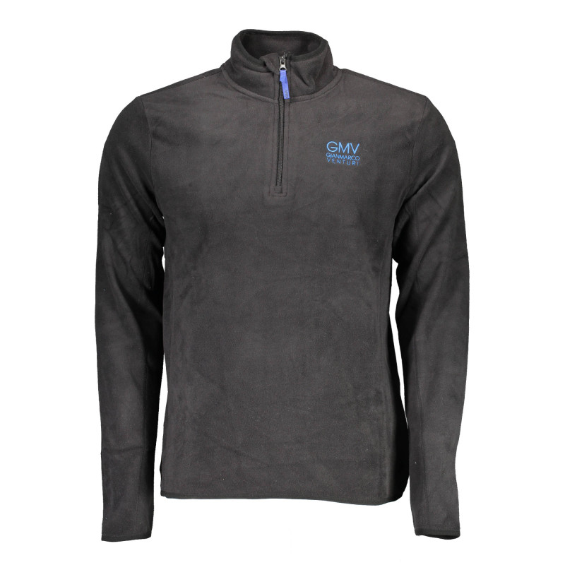 GIAN MARCO VENTURI MEN&39S BLACK ZIP-LESS SWEATSHIRT