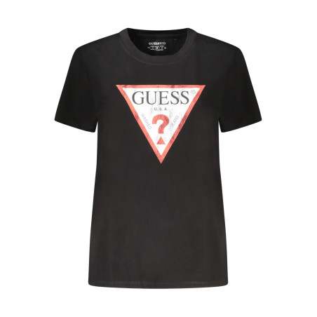 GUESS JEANS T-SHIRT MANICHE CORTE DONNA NERO