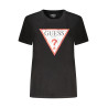 GUESS JEANS T-SHIRT MANICHE CORTE DONNA NERO
