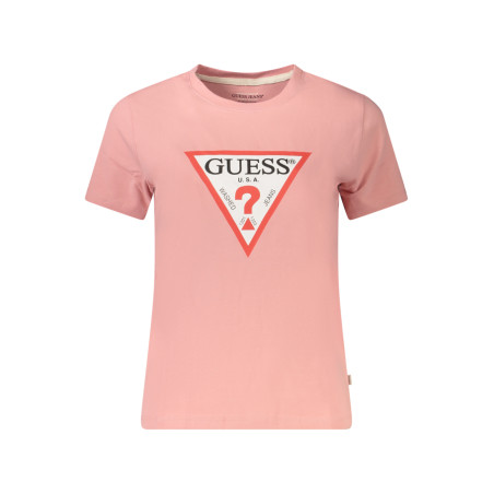 GUESS JEANS T-SHIRT MANICHE CORTE DONNA ROSA